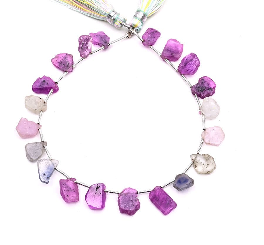 Umba Saphire 9-10mm Organic Cut Slice gemstone bead strand