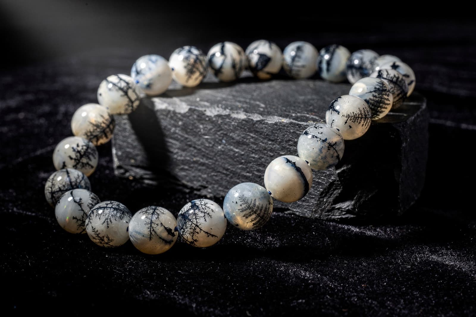 Dendrite opal beads, styled illustration