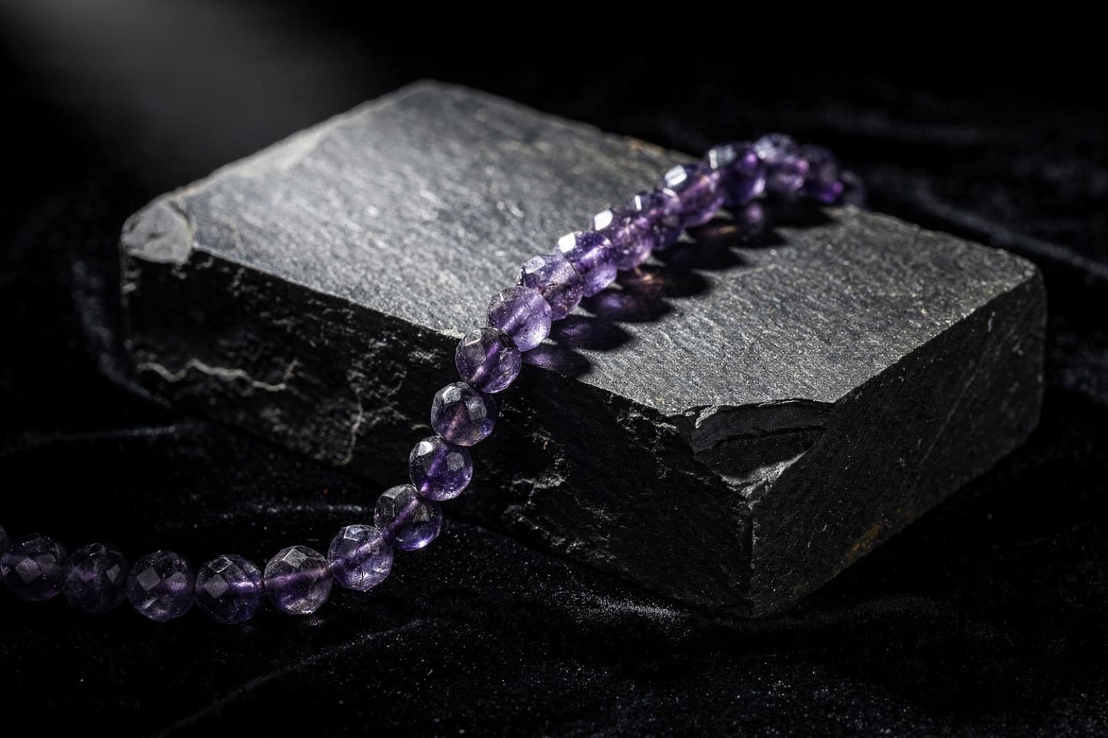 Iolite beads, styled illustration