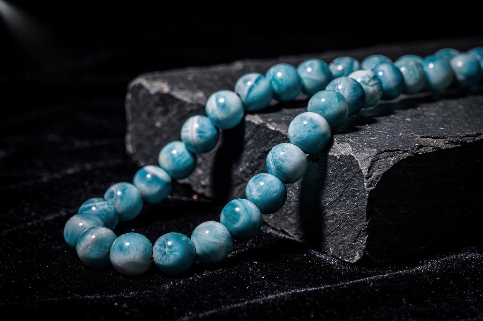 Larimar beads, styled illustration