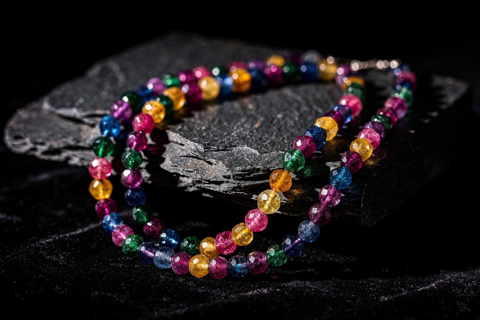 Multi-gemstone heishi and designer mix strands beads, styled illustration