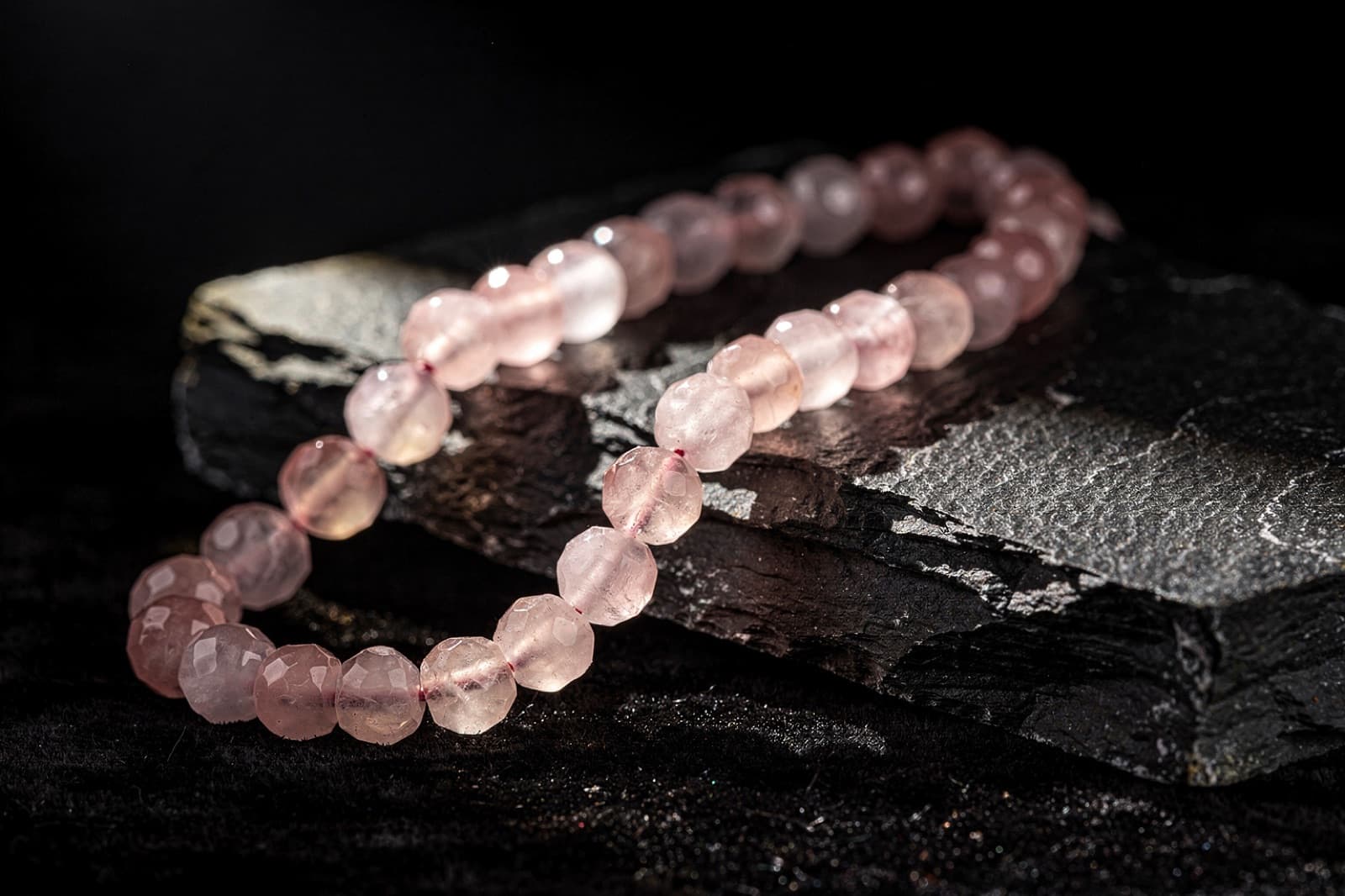 Morganite beads, styled illustration
