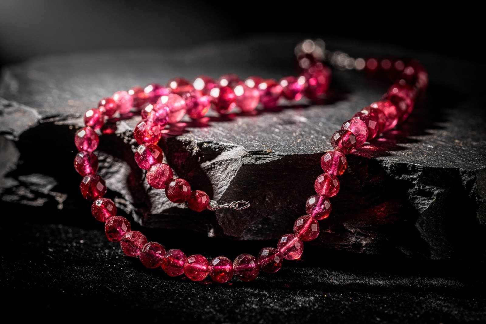 Ruby beads, styled illustration