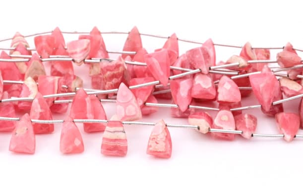 Rhodochrosite 9x15mm Faceted Pyramid, additional view
