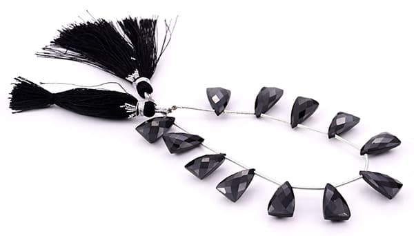 Black Onyx 9x15mm Faceted Pyramid, additional view