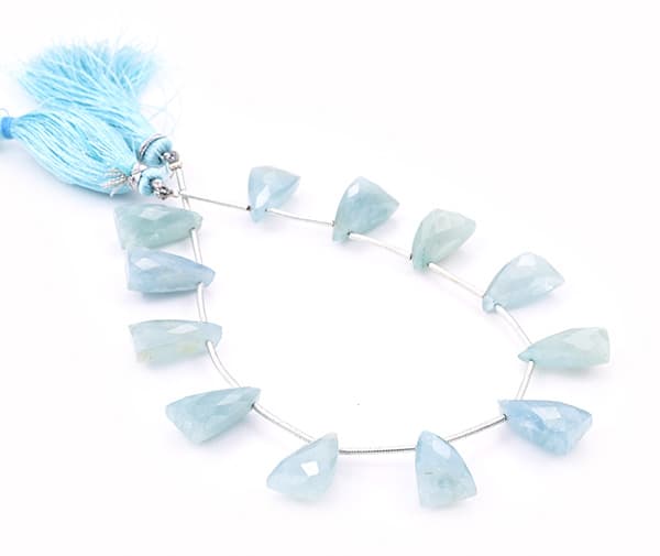 Milky Aquamarine 9x15mm Faceted Pyramid, additional view