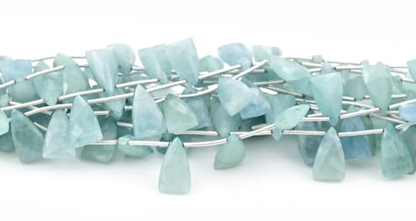 Milky Aquamarine 9x15mm Faceted Pyramid, additional view