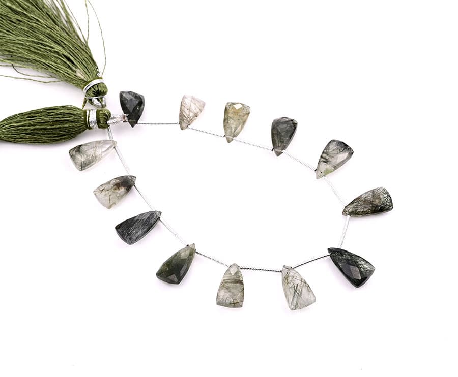 Green Rutile 9x15mm Faceted Pyramid, additional view