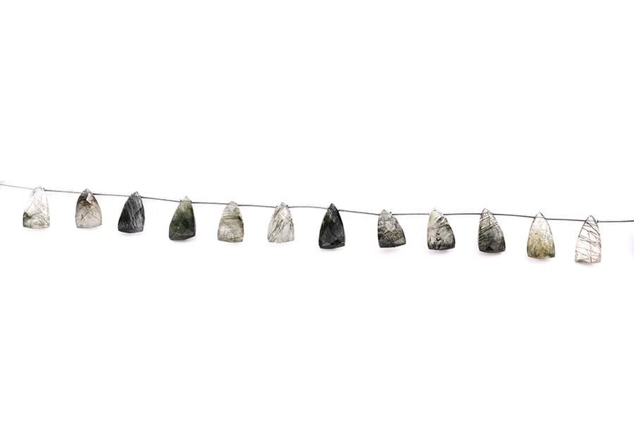 Green Rutile 9x15mm Faceted Pyramid, additional view