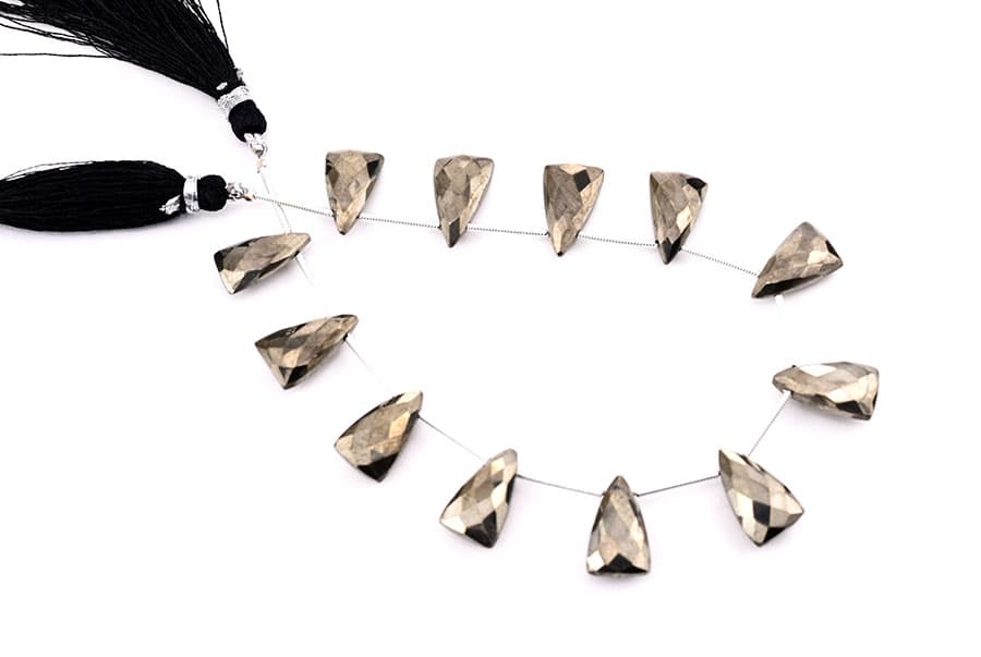Pyrite 9x15mm Faceted Pyramid, additional view