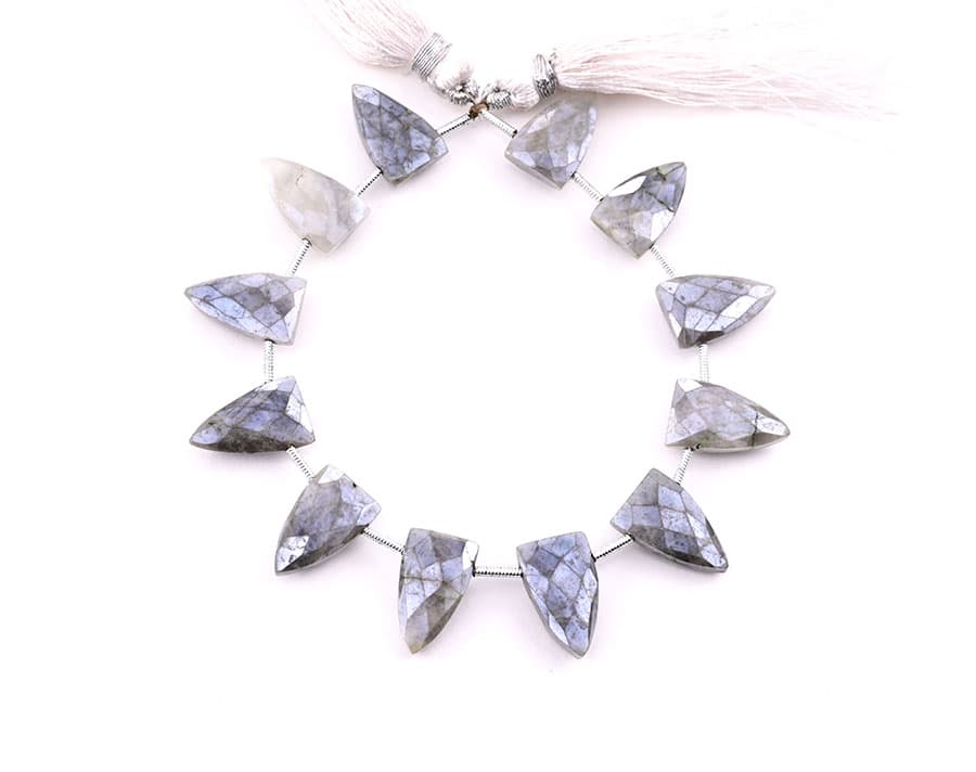 Gray Silverite 9x15mm Faceted Arrowhead, additional view