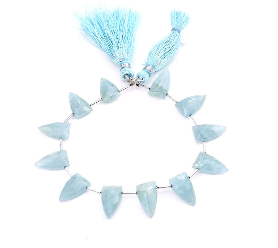 Milky Aquamarine 9x15mm Faceted Arrowhead, additional view