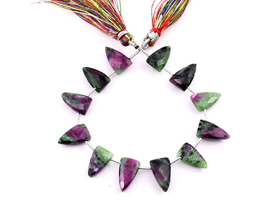 Ruby-Ziosite 9x15mm Faceted Arrowhead, additional view