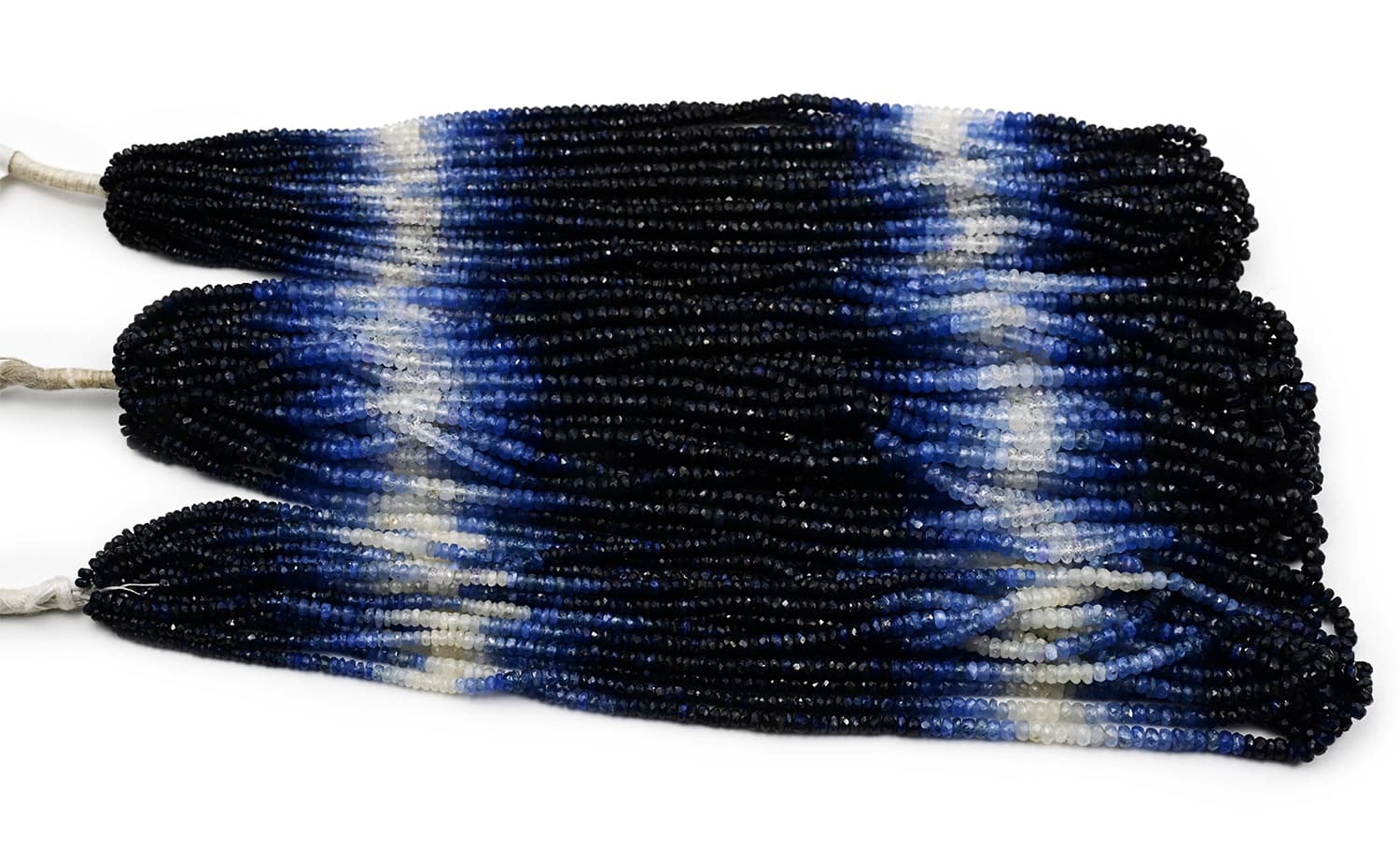 Natural Blue Sapphire Shaded 3-4mm Faceted Rondelle, additional view