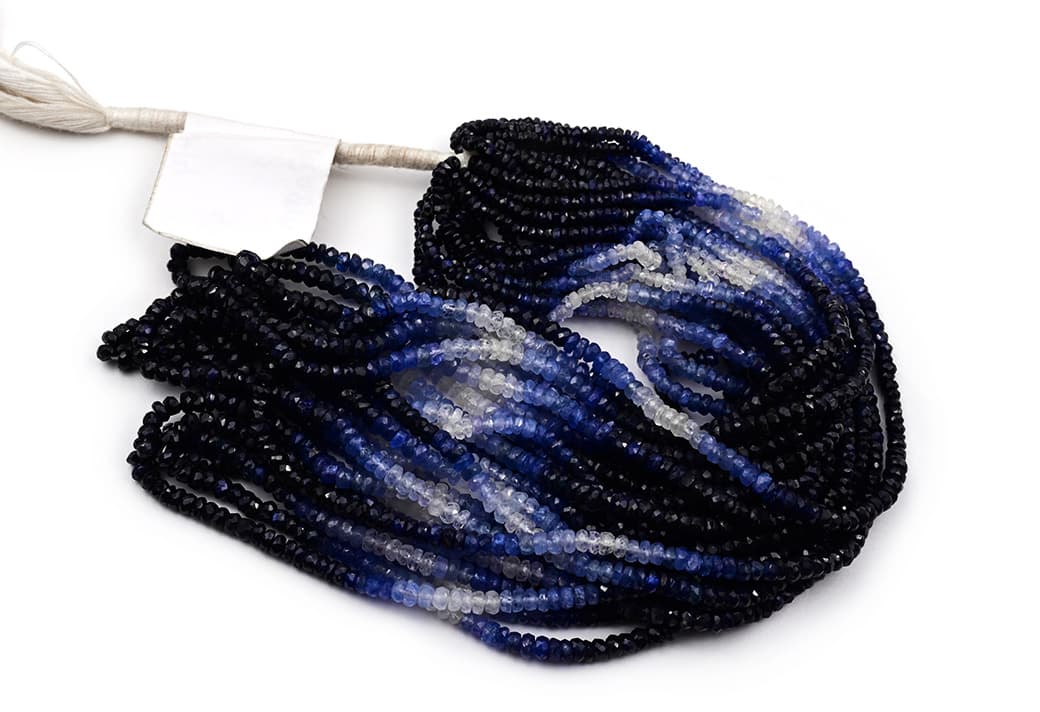 Natural Blue Sapphire Shaded 3-4mm Faceted Rondelle, additional view