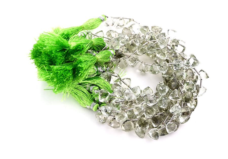 Green Amethyst 9x10mm Faceted Trilliant, additional view