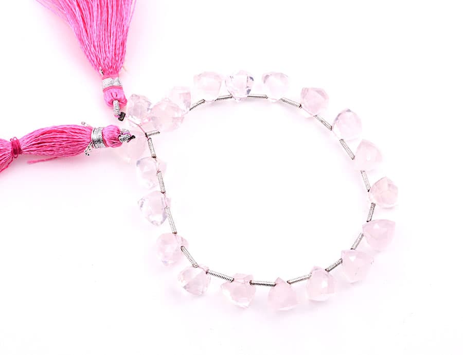 Rose Quartz 9x10mm Faceted Trilliant, additional view
