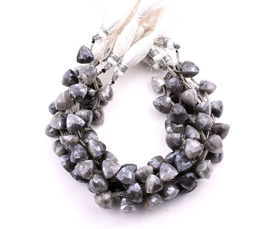Gray Silverite 9x10mm Faceted Trilliant, additional view