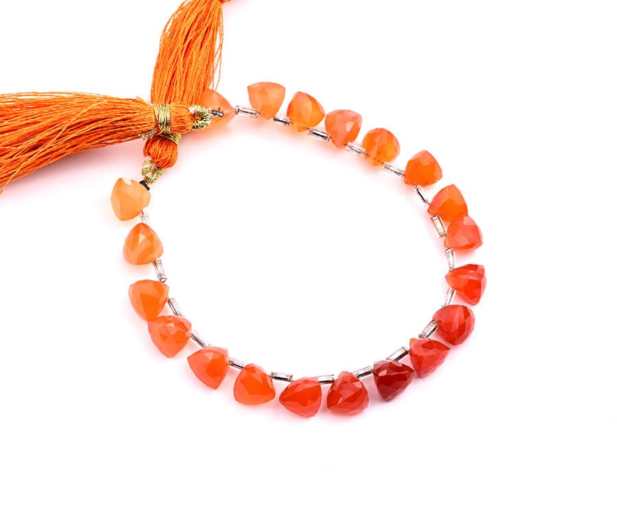 Carnelian 7x8mm Faceted Trilliant, additional view