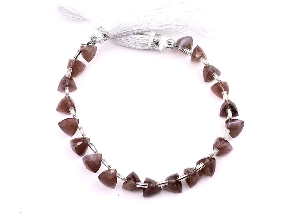 Chocolate Moonstone 7x8mm Faceted Trilliant, additional view