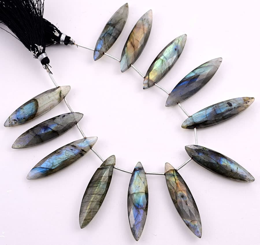 Labradorite 11x40mm Faceted Marquise, additional view