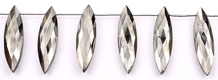 Pyrite 11x40mm Faceted Marquise, additional view