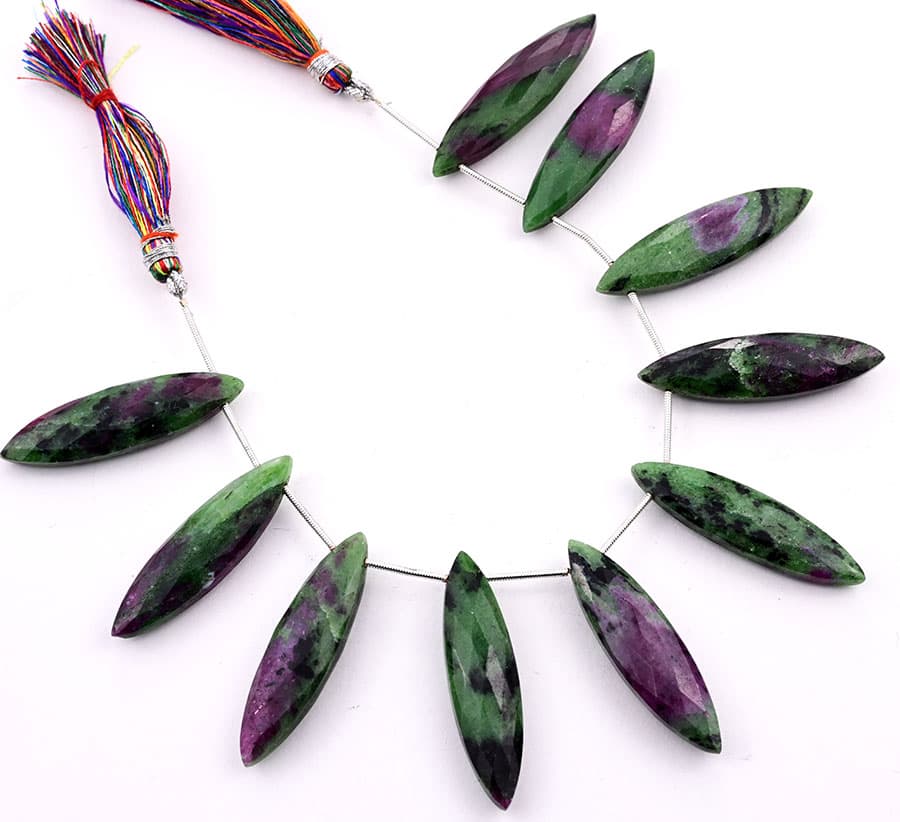 Ruby Zoisite 11x40mm Faceted Marquise, additional view