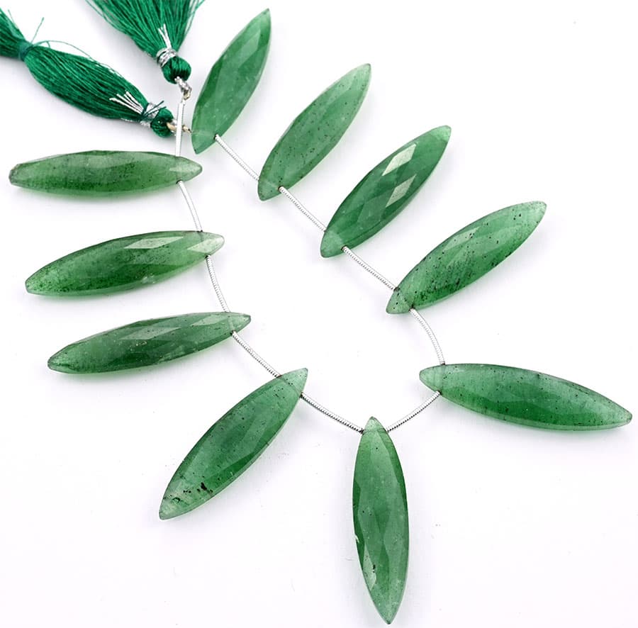 Green Strawberry QTZ. 11x40mm Faceted Marquise, additional view
