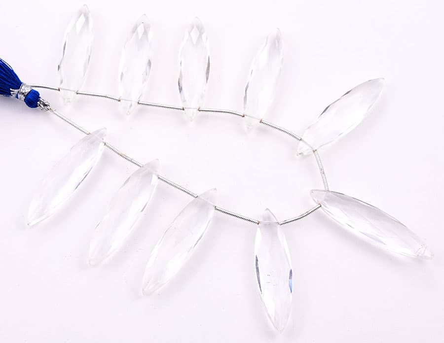 Rock Crystal 11x40mm Faceted Marquise, additional view