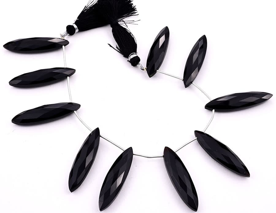 Black Onyx 11x40mm Faceted Marquise, additional view