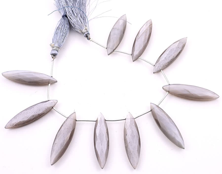 Gray Moonstone 11x40mm Faceted Marquise, additional view