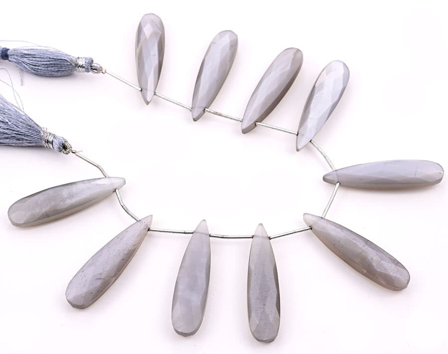 Gray Moonstone 10x40mm Faceted Pear, additional view