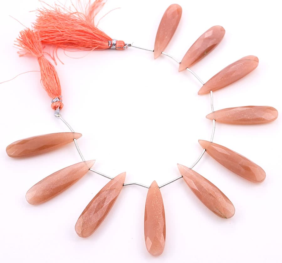 Peach Moonstone 10x40mm Faceted Pear, additional view