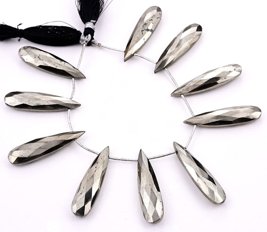 Pyrite 10x40mm Faceted Pear, additional view
