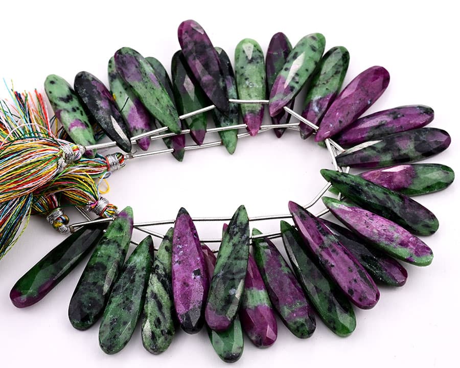 Ruby Zoisite 10x40mm Faceted Pear, additional view