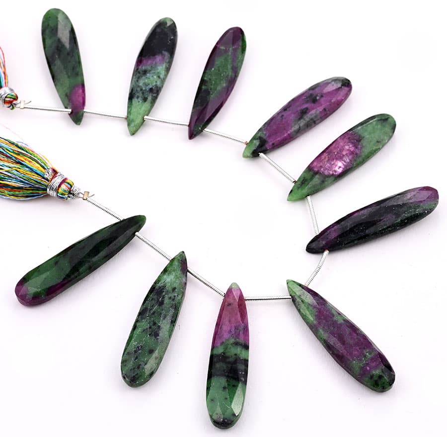 Ruby Zoisite 10x40mm Faceted Pear, additional view