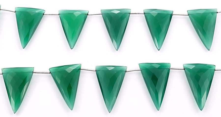 Green Onyx 22x34mm Faceted Triangle, additional view
