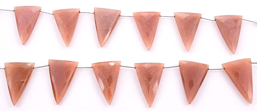 Peach Moonstone 22x34mm Faceted Triangle, additional view