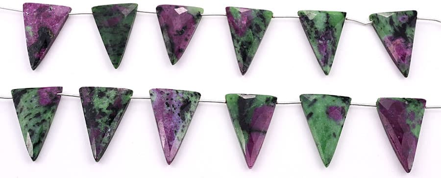 Ruby Zoisite 22x34mm Faceted Triangle, additional view