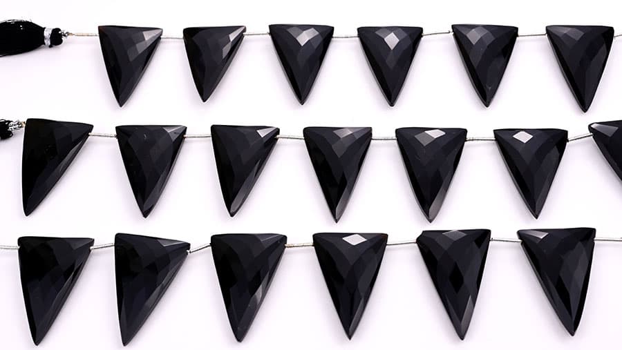 Black Onyx 22x34mm Faceted Triangle, additional view