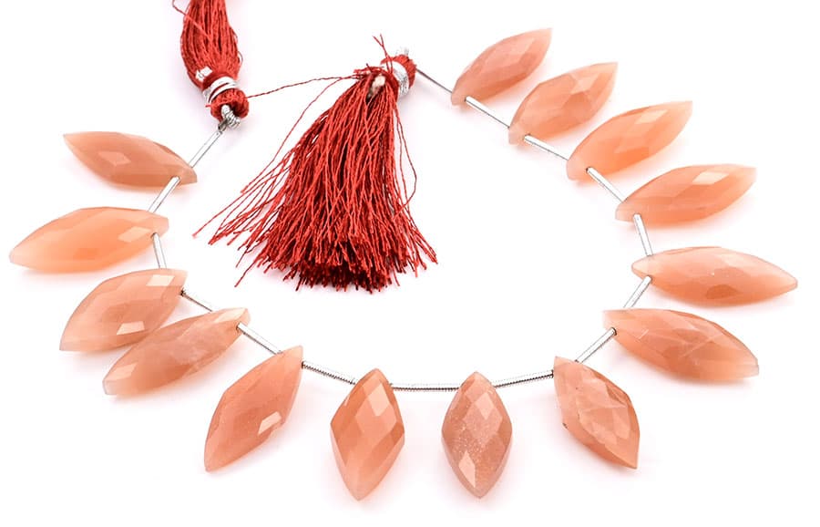 Peach Moonstone 10x25mm Faceted Diamond Cut (Small), additional view