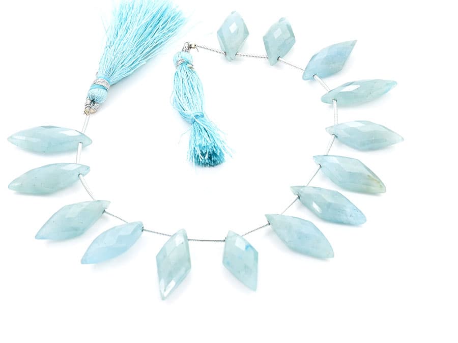 Milky Aquamarine 10x25mm Faceted Diamond Cut (Small), additional view