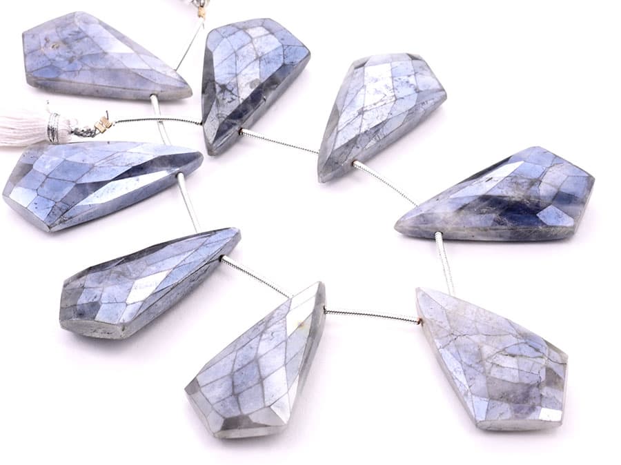 Gray Silverite 20x37mm Faceted Kite shape, additional view