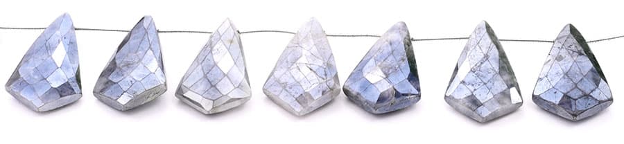Gray Silverite 20x37mm Faceted Kite shape, additional view