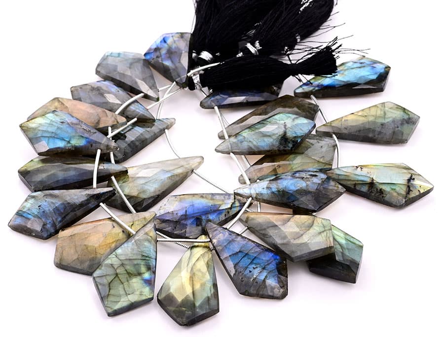 Labradorite 20x37mm Faceted Kite shape, additional view