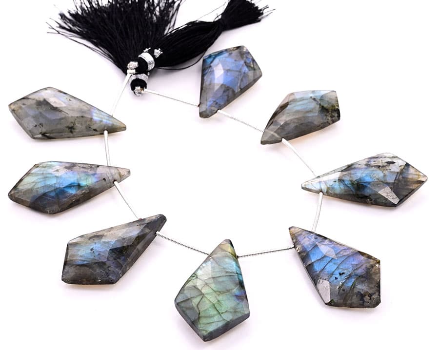 Labradorite 20x37mm Faceted Kite shape, additional view