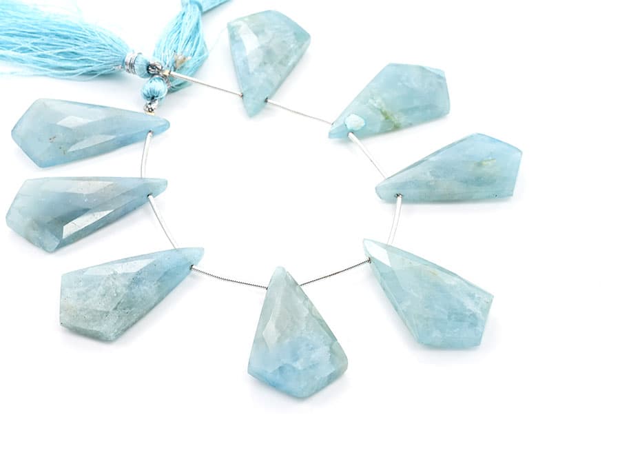 Milky Aquamarine 20x37mm Faceted Kite shape, additional view
