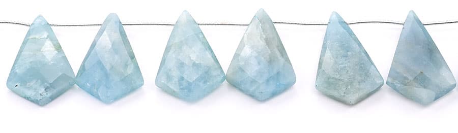 Milky Aquamarine 20x37mm Faceted Kite shape, additional view