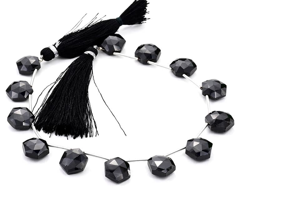 Black Onyx 11mm Faceted Haxagon, additional view