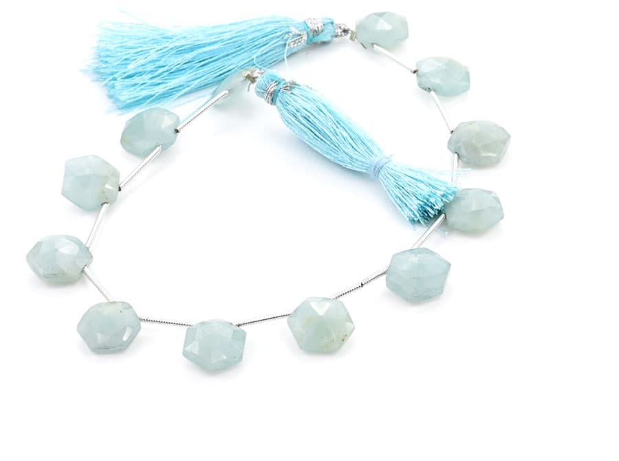 Milky Aquamarine 11mm Faceted Haxagon, additional view